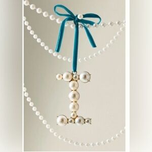 Anthropologie Pearl Monogram Ornament Letter I NWT